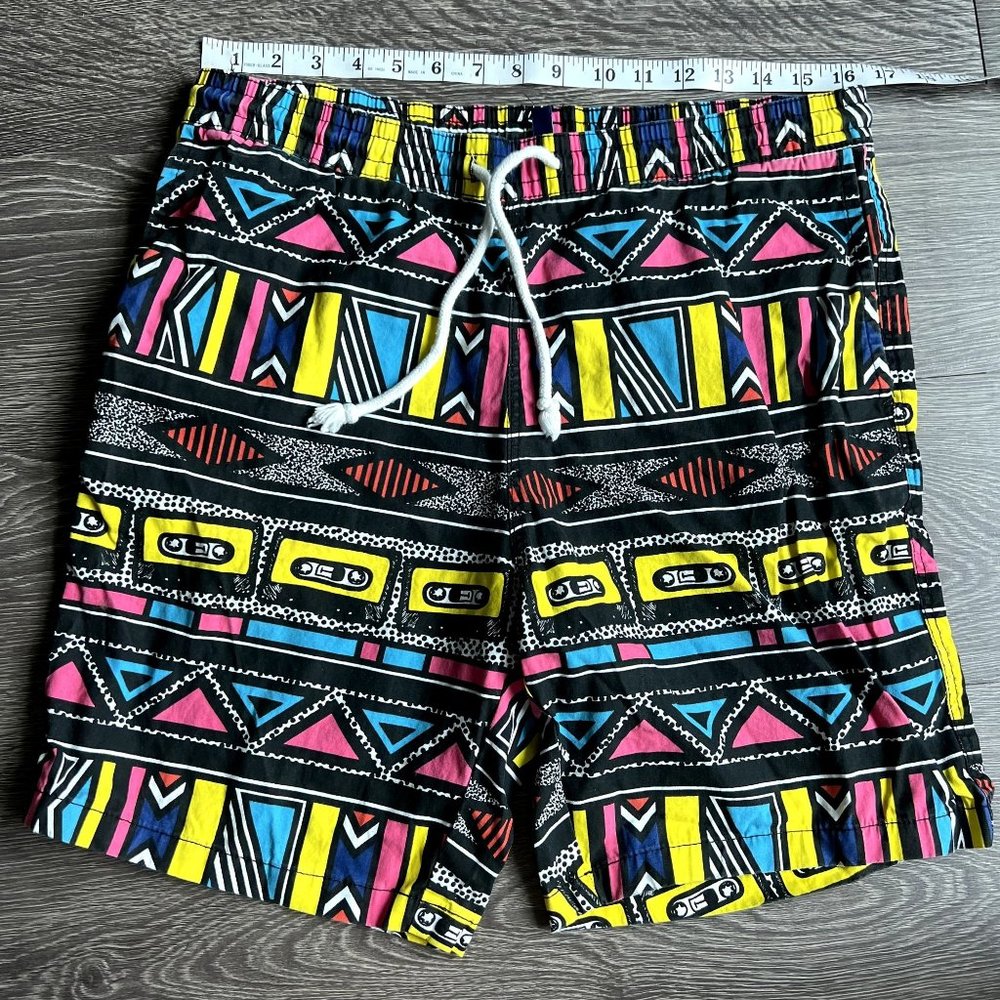 H&M Swim Trunks Bundle of 2 Men's Size Medium 32 Tribal Blue Shorts Pocket 3" 5" - Picture 2 of 8